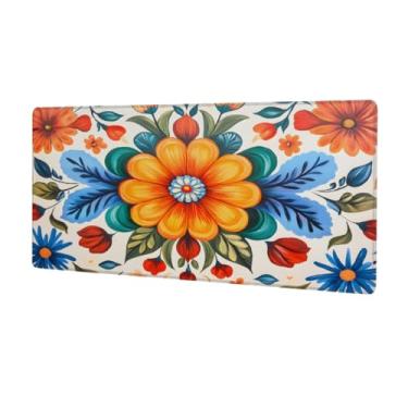 Imagem de Tapete de rato com decoração étnica mandala grande à prova d'água para computador tapete protetor de mesa com base de borracha antiderrapante para escritório, computador, teclado, laptop e mesa de