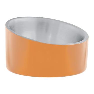 Imagem de Master Pet Supply Tigela inclinada de aço inoxidável para ração para cães e gatos – resistente de 227 g – Mango Tango, parede dupla, tigela elevada antiderrapante para buldogues franceses e gatos