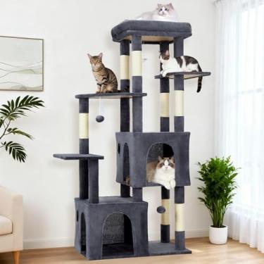 Imagem de Garvee Árvore para gatos de vários níveis de 155 cm para gatos internos, torre resistente para gatos adultos grandes e Maine Coon com poleiro extragrande, 2 apartamentos espaçosos, arranhadores de
