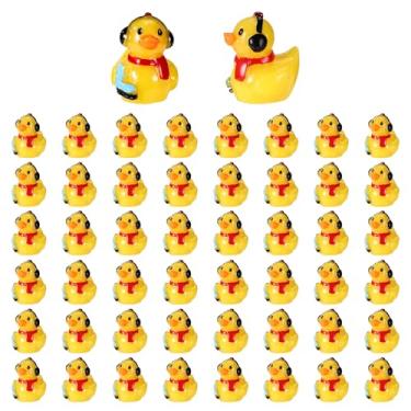 Imagem de 50 Peças Mini Patos Resina Inverno, Pequeno Pato Amarelo para Artesanato em Miniatura Enfeites de Paisagem Jardim de Férias (Estilo Patinação)