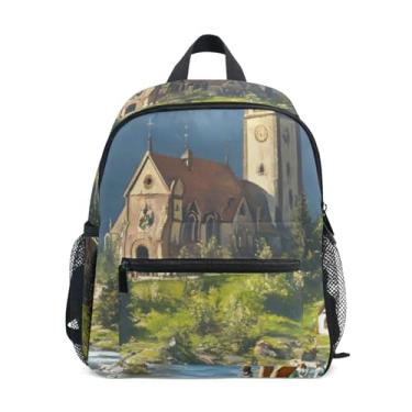 Imagem de Easter Cute Bunnies Castle Backpack for Kids, 10x4x12 In, Girl School Backpack Includes Water Bottle Pockets, Whistle Clip for Safety