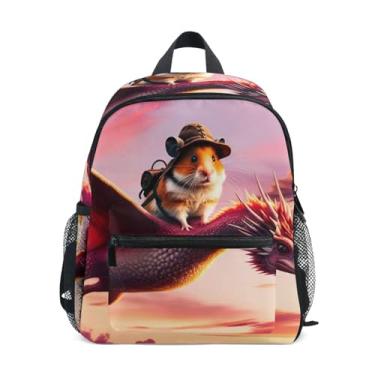 Imagem de GAIGEO Cute Duck Dragon Funny Backpack for Kids Backpack for Toddler Girls with Front Pocket, Safety Whistle for Ages 3-8