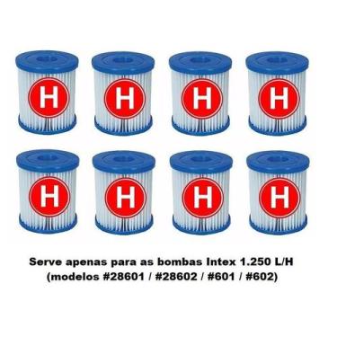 Imagem de Kit com 8 Cartuchos Modelo H Refil Filtro Intex 1250 LH 29007