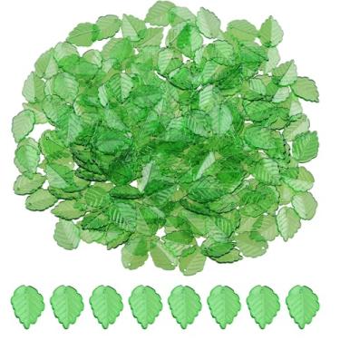 Imagem de Contas de folha de bordo, 200 peças, contas verdes para fabricação de joias, pingentes de folha de bordo verde acrílico, contas de plantas, brincos de planta, colares, pulseiras, artesanato DIY