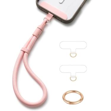 Imagem de Cordão de telefone alça de pulso universal ajustável para telefone alça de dedo com 3 adesivos universal para iPhone 17 16 Pro Max 15 pingentes para chaveiro USB Flash Drive carteira ID nome etiqueta