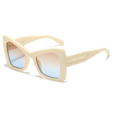 Imagem de Óculos de Sol UV400 - Lentes Grandes com Dupla Camada Degradê para Esportes, Corrida e Ciclismo, Bege, para Homens e Mulheres