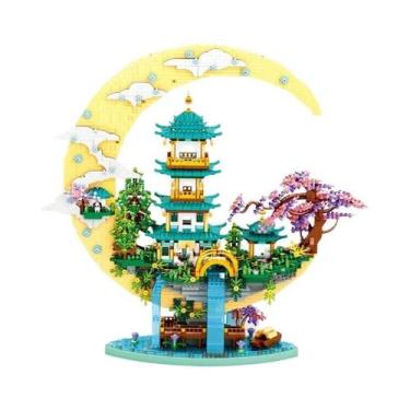 Imagem de Blocos De Montar Palácio Lunar Para Meninas Com Luzes, Casa Com Cascat