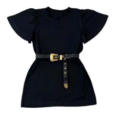 Imagem de Vestido Infantil Camisão Básico Mini Diva Com Cinto Blogueirinha, Pret