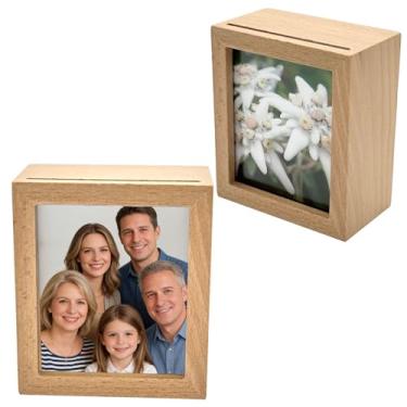 Imagem de Pursuestar Caixa de música de corda de madeira maciça - Edelweiss, mini porta-retrato de caixa musical para mesa ou mesa, presente para Natal/aniversário/dia dos namorados/dia das mães