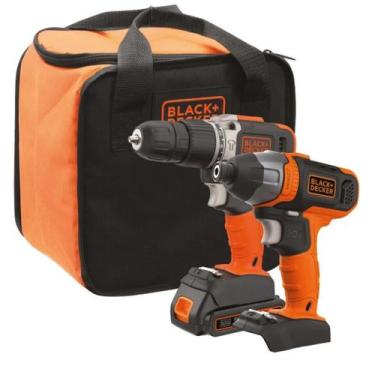 Imagem de Combo Paraf/Furad.Imp 3/8+Paraf.Imp 1/4 Bolsa Black+Decker - BLACK E D