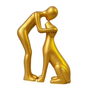 Imagem de Ｂｅｓｇａ Estátua de Homem e Cachorro, Escultura de Cachorro, Linda e Elegante, Peça de Colecionador para Decoração de Casa, Estatueta Única para Sala de Estar, Dourado