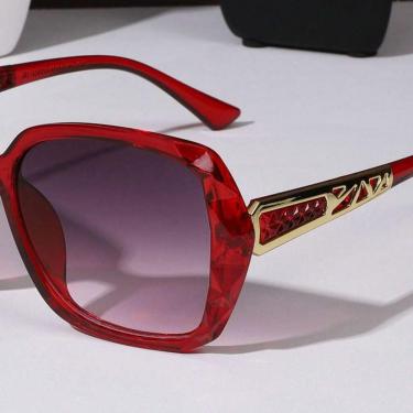 Imagem de Óculos Sol Feminino Armação Quadrada Óculos Vermelho