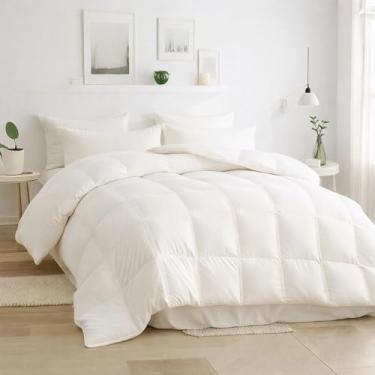 Imagem de Beautyrest Edredom de penas de ganso branco tamanho casal/queen, 100% algodão para todas as estações, enchimento de edredom de luxo ultramacio, coleção de hotel, roupa de cama hipoalergênica, 224 x