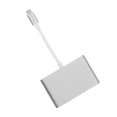 Imagem de aqxreight Adaptador USB 3.1 Tipo C para VGA Hub PD 3 Em 1 Docking Station Alumínio Tipo C para Adaptador VGA Ouro Rosa para Sinal de Função (conversão PD um Produto é Essa Função Este Digital (Prata)