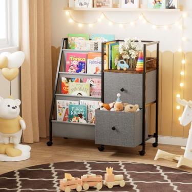 Imagem de Modanais Estante infantil e armazenamento de brinquedos - prateleira de livros para quartos de crianças, estante de crianças e bebês para berçário, sala de jogos, sala de aula, fácil montagem (preto)