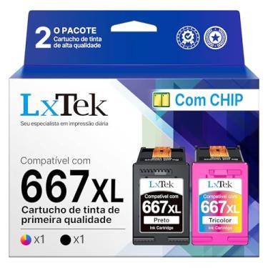 Imagem de LxTek Cartuchos de Tinta Compatível com HP 667 667XL 667 XL Compatível com HP DeskJet Ink Advantage 2374 1275 2375 2376 2775 2776e DeskJet Plus 6475 6476 6075 (1 Preto 1 Colorido)