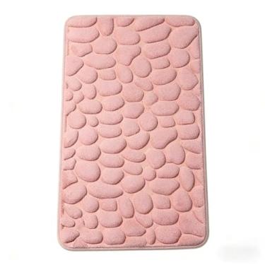 Imagem de Tapete de Porta para Banheiro 60cm - Estampa de Pedra, Fino e Prático, Ideal para Absorver Água, Proteger Pisos e Complementar Decoração (ROSA)