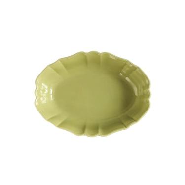 Imagem de Prato de renda ondulado japonês retrô criativo oval arroz assado prato de salada de frutas - verde oliva grande