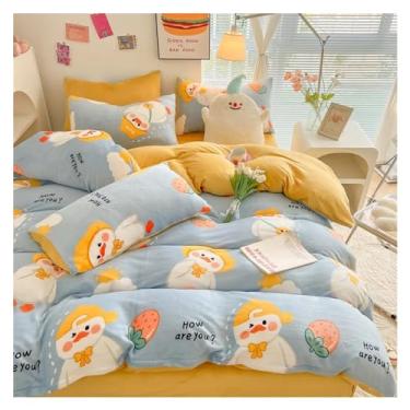 Imagem de Capa de edredom de veludo de leite de inverno, roupa de cama lateral engrossada quente, capa de colchão duplo de microfibra Queen King, lençóis de cama (F 150 x 200 cm (1 peça))