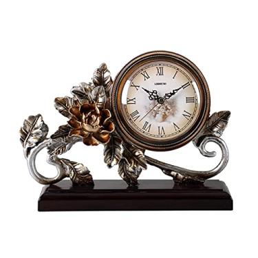 Imagem de pcagfaajmh Relógio de mesa retrô para sala de estar chinês nostálgico mudo relógio de mesa moderno ornamento moderno relógio de mesa relógio de mesa vintage relógio de cornija