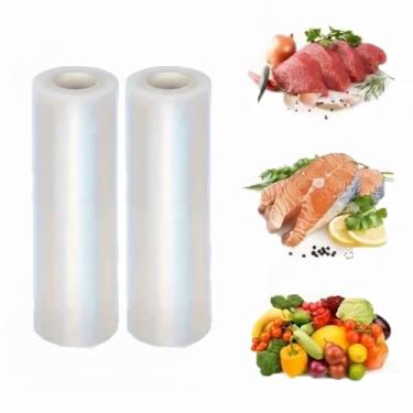 Imagem de Kit 2x Embalagens Rolo de Saco a Vácuo Gofrado para Seladora 20 cm x 5 m Conservação de Alimentos Em Frezzer e Geladeiras