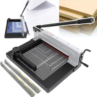 Imagem de pcagfaajmh Cortador de papel de guilhotina resistente com 2 lâminas - capacidade de 400 folhas e grade de medição integrada 4 cm espessura de corte para cartolina, fotos, álbuns de recortes