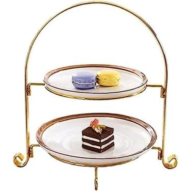 Imagem de Restaurante Cozinha Cvhtroe 2 camadas bandeja redonda frutas sobremesa bolo suporte prato frutas sobremesa bolo prateleira com bandeja