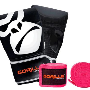 Imagem de Kit Mma Boxe Muay Thai Luva Bate Saco Pro + Bandagem Elástica Fita Esportiva 3 Metros Gorilla-Unissex
