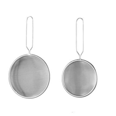 Imagem de Coador de malha Colher de escumadeira de aço inoxidável de malha fina, peneira de filtro de alimentos de metal multifuncional, ferramenta de coar de cozinha para leite de soja(Small)