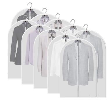 Imagem de Kit 10 Capas Protetoras Transparentes à Prova D'água - Conjunto 5 Unidades 60x100cm e 5 Unidades 60x120cm - Proteção 4 em 1 Contra Poeira, Umidade e Mofo - Com Zíper e Abertura para Cabide