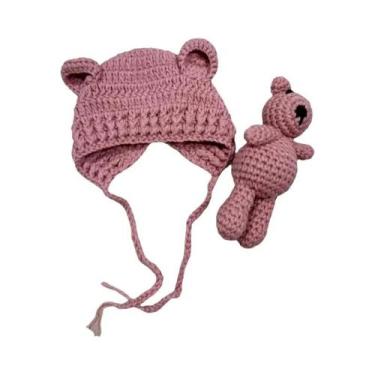 Imagem de Conjunto De Roupa Para Bebê Recém-Nascido Com Macacão Tricotado E Chap