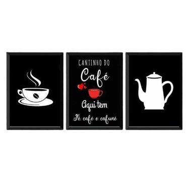Imagem de Kit 3 Quadros Para Cantinho Do Café 33X24Cm - Com Vidro