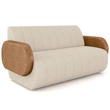 Imagem de Sofá 3 Lugares Sala Living Orgânico 188cm Fávara K01 Couríssimo Whisky Veludo Bege - Ly...