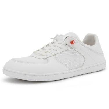 Imagem de Pulltop Sapatos masculinos com bico largo e descalço – Sapatos sociais minimalistas, sem queda, sem queda, sem cadarço, para caminhada, antiderrapante, para homens, Wt01 | Malha branca, 12 Wide