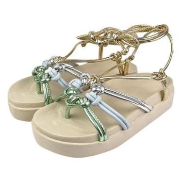 Imagem de Sandália Feminina Papete de Amarrar Plataforma Confortável Tendência Blogueira-Feminino