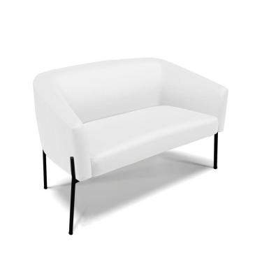 Imagem de Sofá Namoradeira 2 Lugares Pé De Ferro Preto Stella Corino D03 - D'rossi Cor Branco