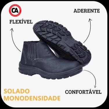Imagem de Botina de Segurança para Trabalho em Couro, sola de Borracha Antiderra