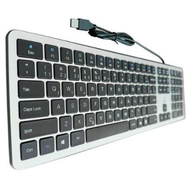 Imagem de Teclado Slim Rise Mode, USB, Preto e Prata - RM-TS-BS-Unissex