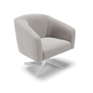 Imagem de Poltrona Decorativa Giratória Cromada Stella Veludo Cinza D03 - D'Rossi