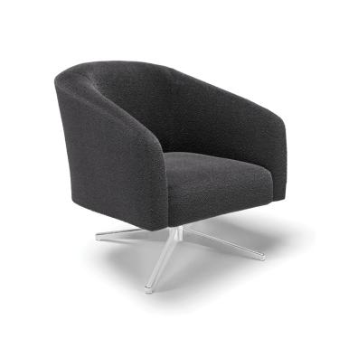 Imagem de Poltrona Decorativa Giratória Cromada Stella Bouclê Grafite D03 - D'Rossi