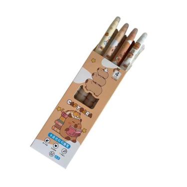 Imagem de Kit 4 canetas apagáveis da Capybara e Panda - Azul 0.5mm Estampa Canet