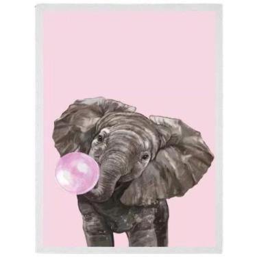 Imagem de Quadro Decorativo Elefante Bubble Gum 33X24 C/Vidro - Branca