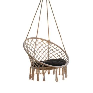 Imagem de Cadeira Rede Balanço Suspensa Almofada Trançada Decoraçao Teto Varanda