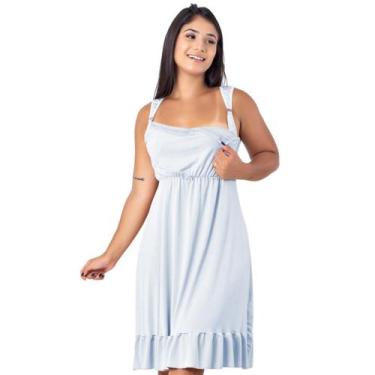 Imagem de Camisola Amamentação Microfibra e Renda Pós Parto Mamãe Bebê, Branco, 