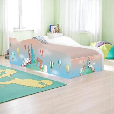 Imagem de Cama Carro Fun Adesivada Volta Ao Mundo Solteiro