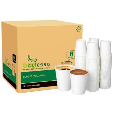 Imagem de Copo de Papel Descartável Ecológico 100ml Para Café 500un - Ecolosso
