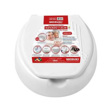 Imagem de Assento Sanitário para Idoso Elevado 7,5cm - com Tampa Mebuki Branco, 