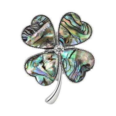 Imagem de Broche Unissex Feminino De Trevo Com Strass E Cristais, Acessório De J