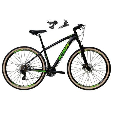 Imagem de  Bicicleta Aro 29 Ksw Xlt Alumínio 24v Câmbios Shimano Garfo Suspensão Pneu com Faixa Bege - Preto\Verde