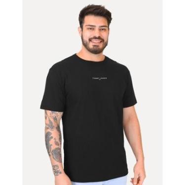 Imagem de Camiseta Tommy Jeans Masculina Frontal Linear Logo Preta-Masculino